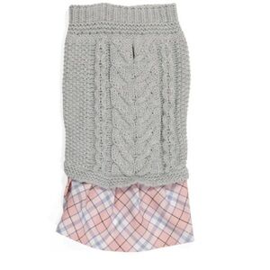 Nautica Pet Cable Knit Plaid Sweater - Size Small